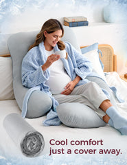 Momcozy pillow supports head, back, belly, and hips during sleep