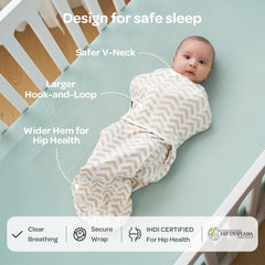 Momcozy swaddle offers adjustable-neck-fastening for secure fit.