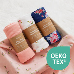 Floral pattern on Momcozy blanket adds sweet baby girl style