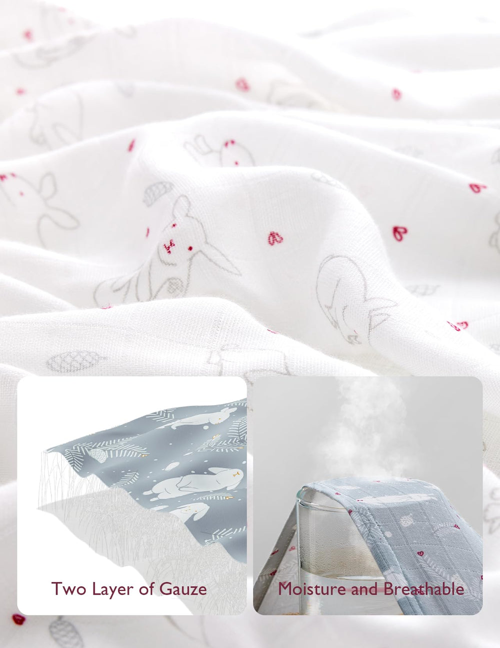 Momcozy swaddle breathable fabric closeup, airy and absorbent for comfortable sleep