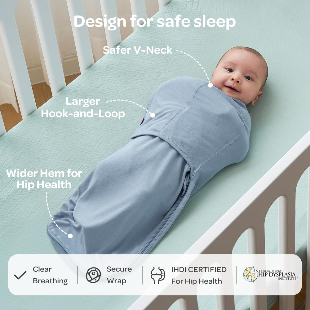Momcozy swaddle startle-reflex prevention aids calm, peaceful sleep.