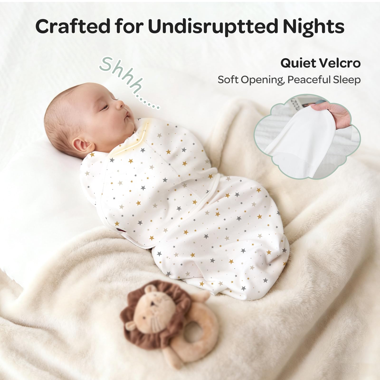 Momcozy swaddle with wide-hem for hip-friendly movement.