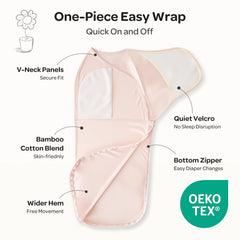 Momcozy swaddle with silent-adjust fastener for quiet securing