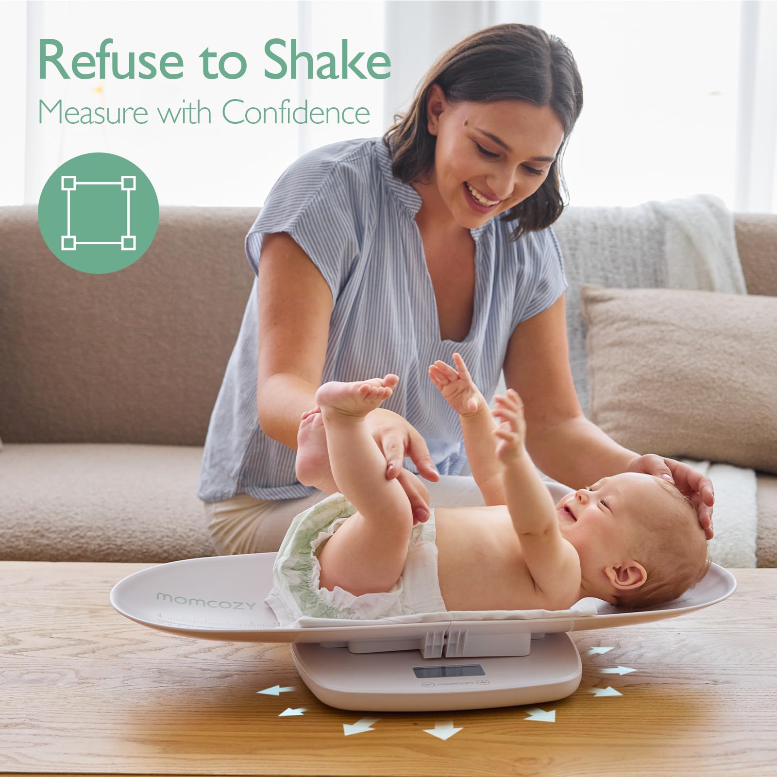 Momcozy tare function simplifies weighing with blankets or bowls.