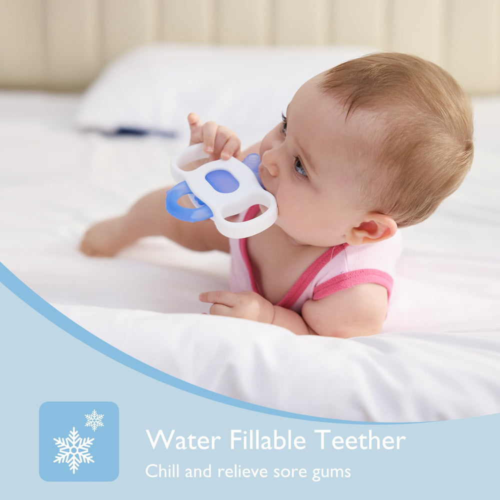 Momcozy teether cooling in fridge ready for use with babies.