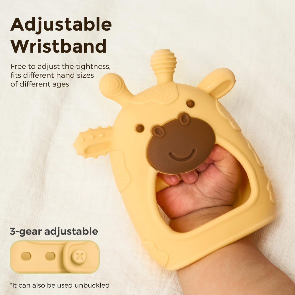 Momcozy teether with multi-textures highlights varied surfaces for soothing teething