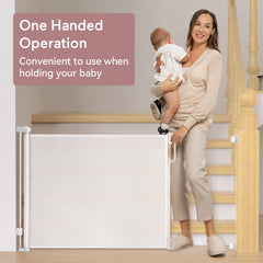 Momcozy top locking handle provides secure one-handed operation.
