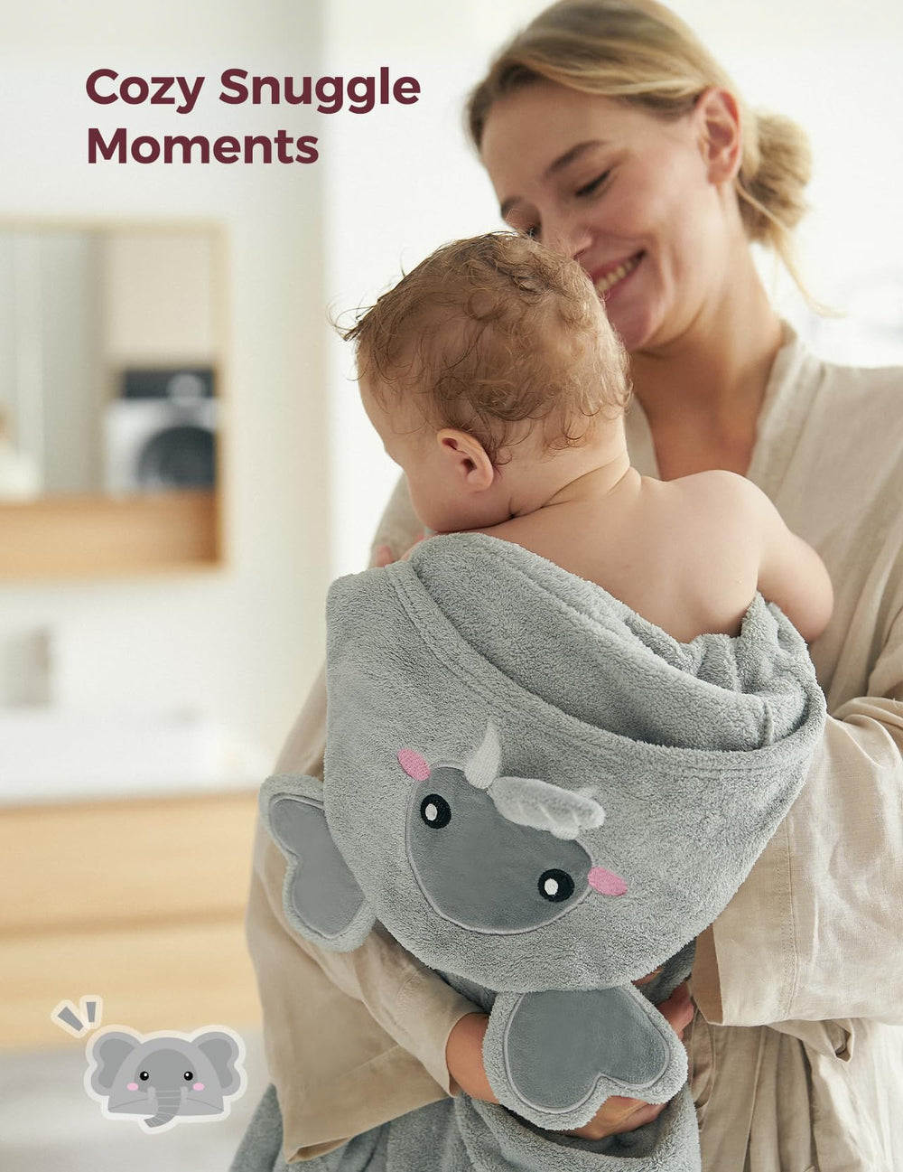 Momcozy towel high absorbency close-up highlights quick moisture absorption