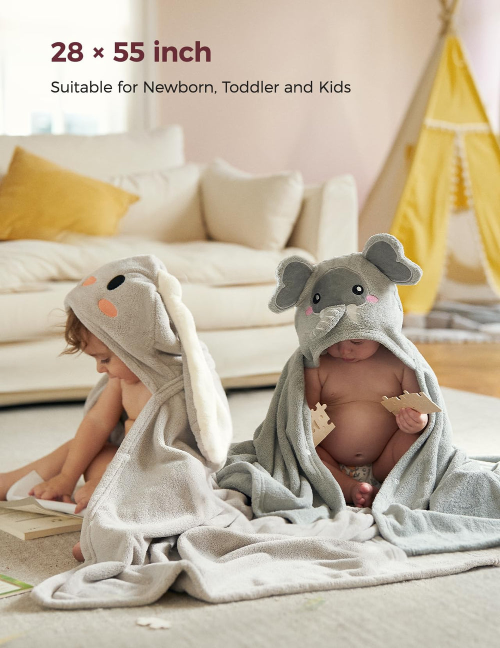 Momcozy towel after bath playtime wrap scenario for comfort