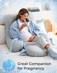 Momcozy U-shaped pillow provides head and back support for side sleeping