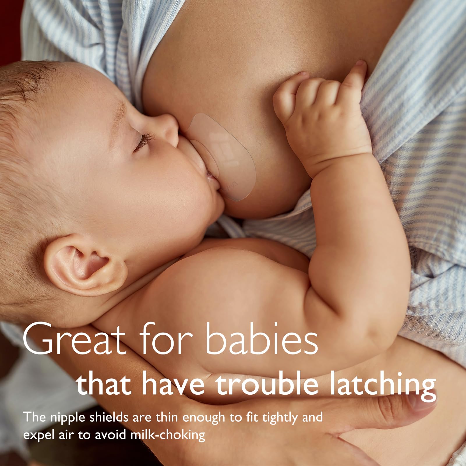 Momcozy Ultra-Thin Nipple Shields cutout design highlighting skin contact during feeding