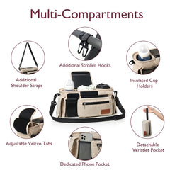 Momcozy universal stroller organizer detachable phone bag keeps essentials within easy reach