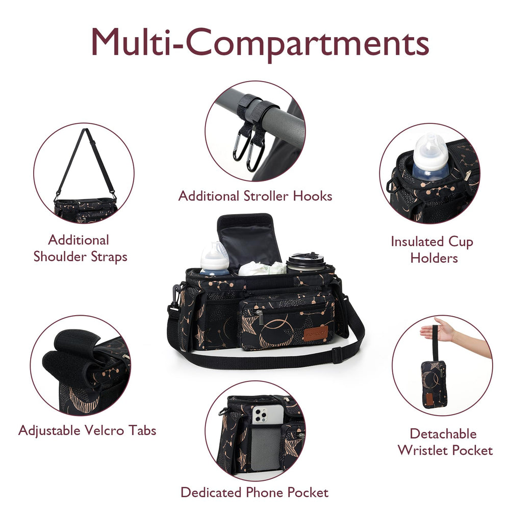 Momcozy insulated cup holders keep drinks upright and ready on walks.