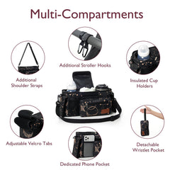 Momcozy insulated cup holders keep drinks upright and ready on walks.