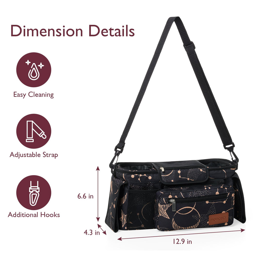 Momcozy multi-pocket layout keeps items organized during outings.