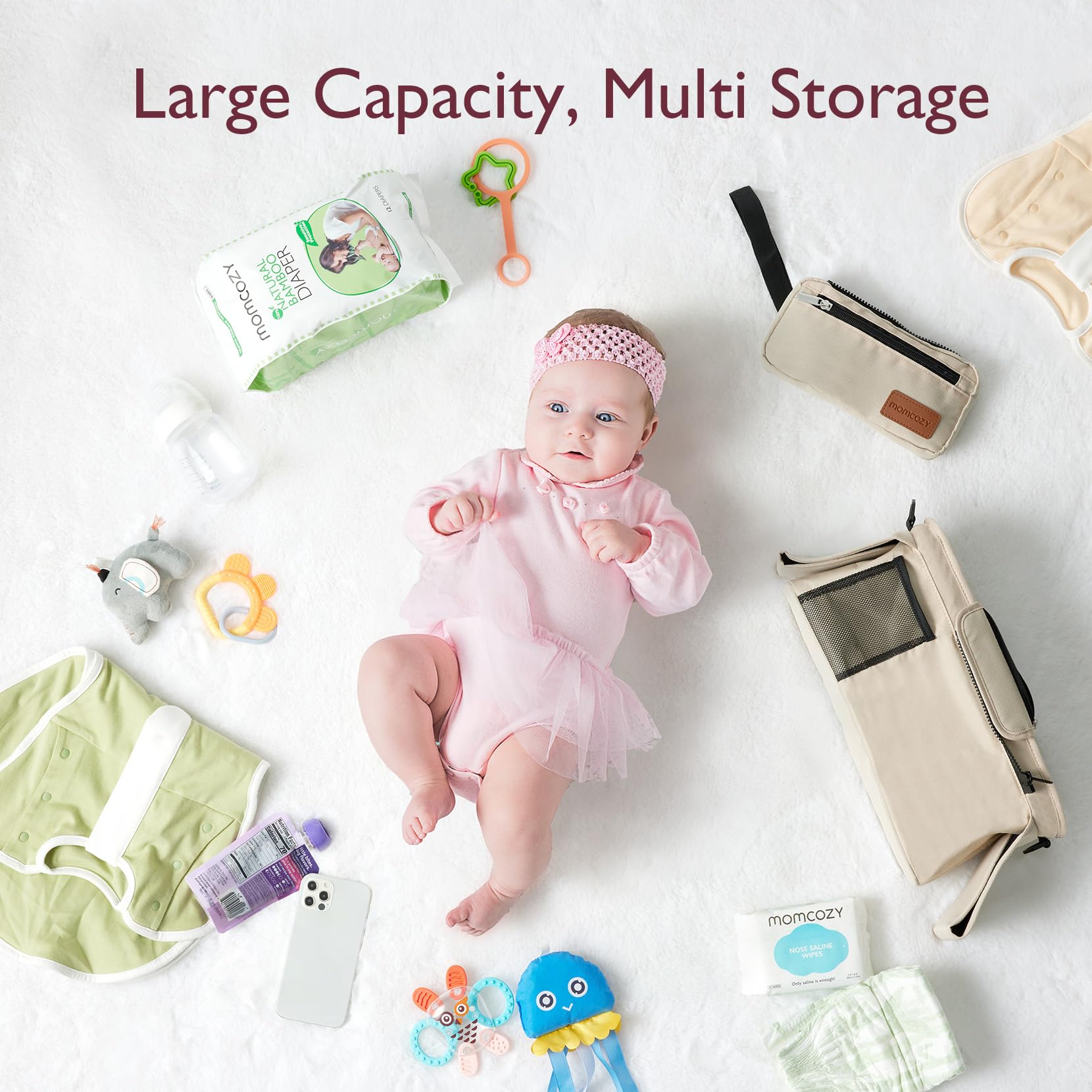 Momcozy universal stroller organizer with shoulder strap enables hands-free carrying