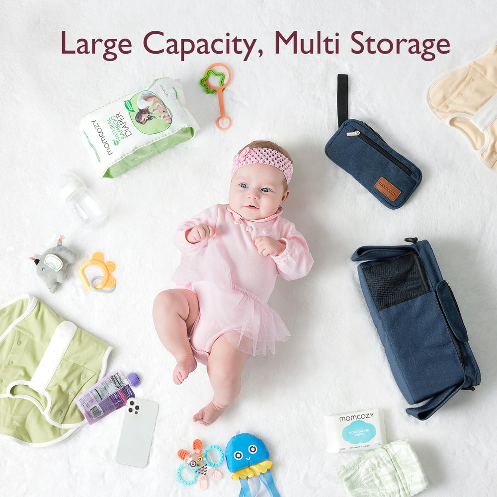 Momcozy stroller organizer with shoulder strap for hands-free outings