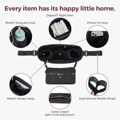 Momcozy silicone anti-slip straps secure the organizer to stroller bars for steady outings.