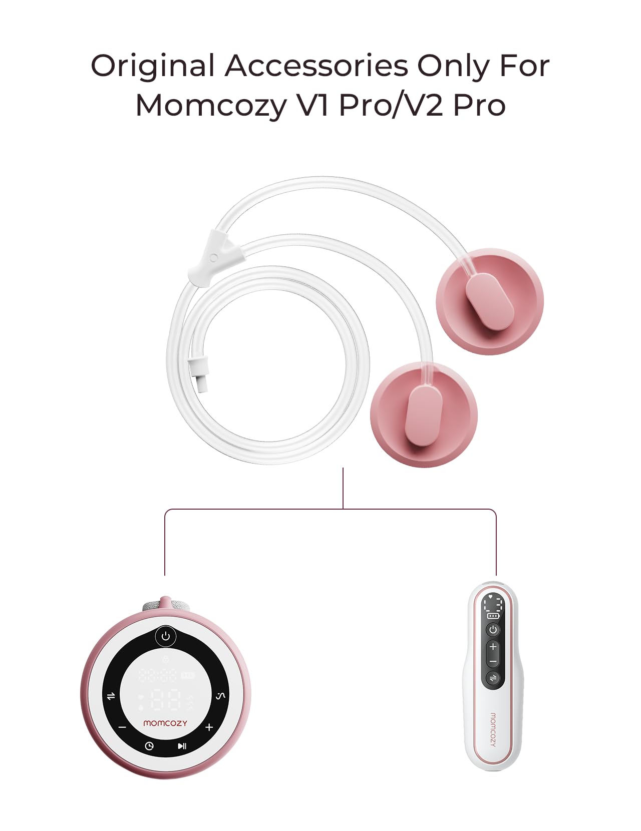 Momcozy V1 Pro/V2 Pro tubing connected to pump motor for smooth double pumping