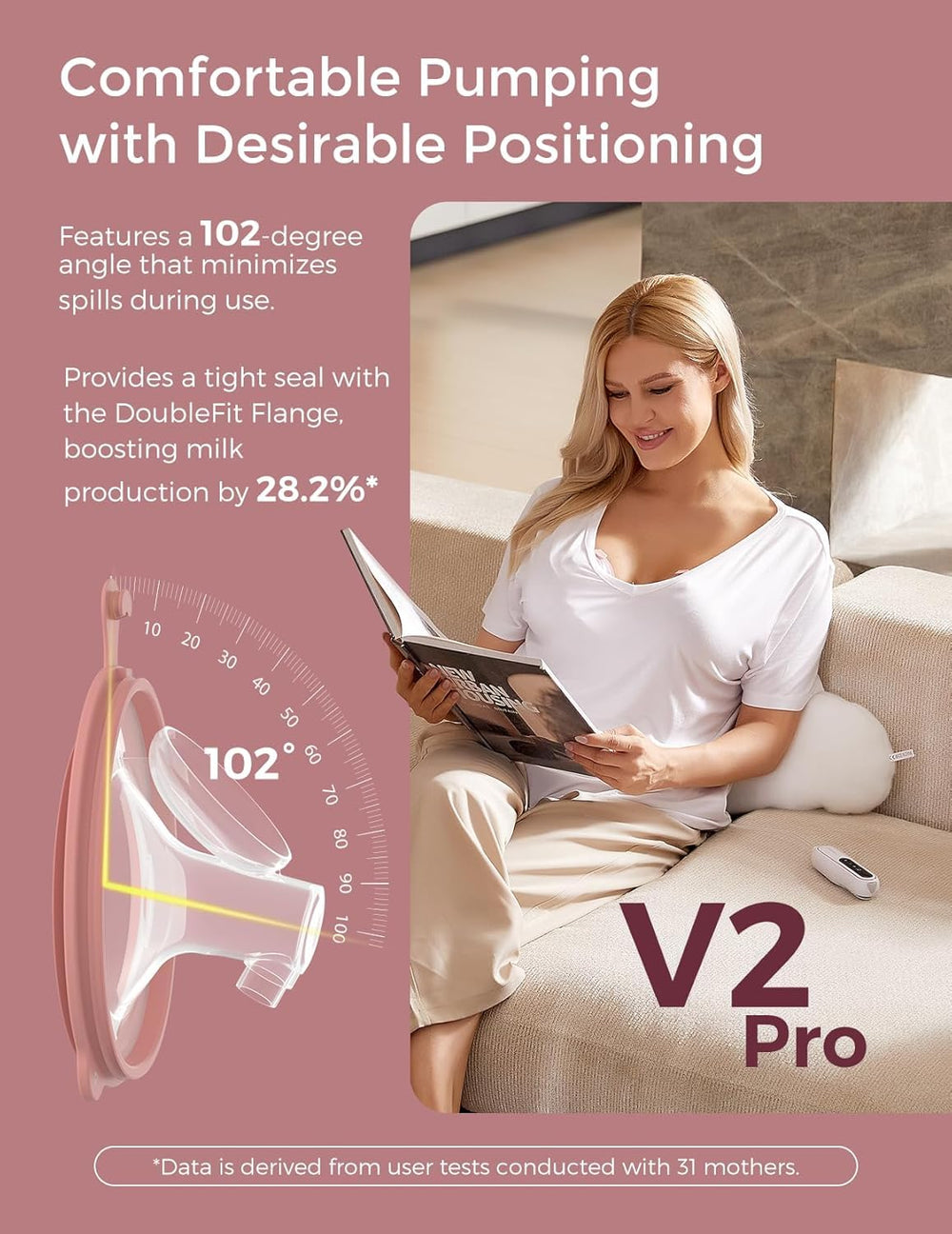 Momcozy V2 Pro integrated collection cup prevents backflow for hygiene