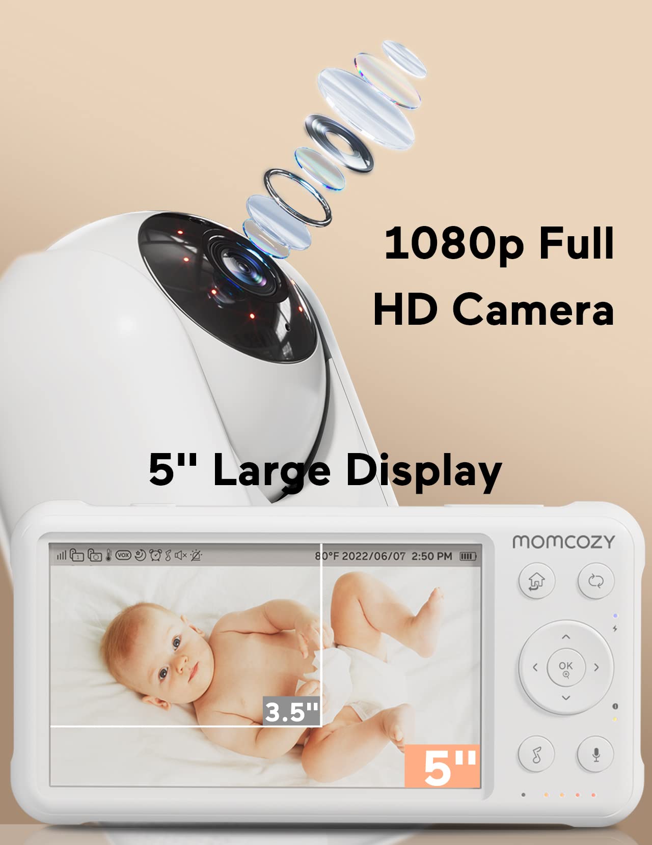 Wall mount setup offers flexible, hands-free baby monitoring.