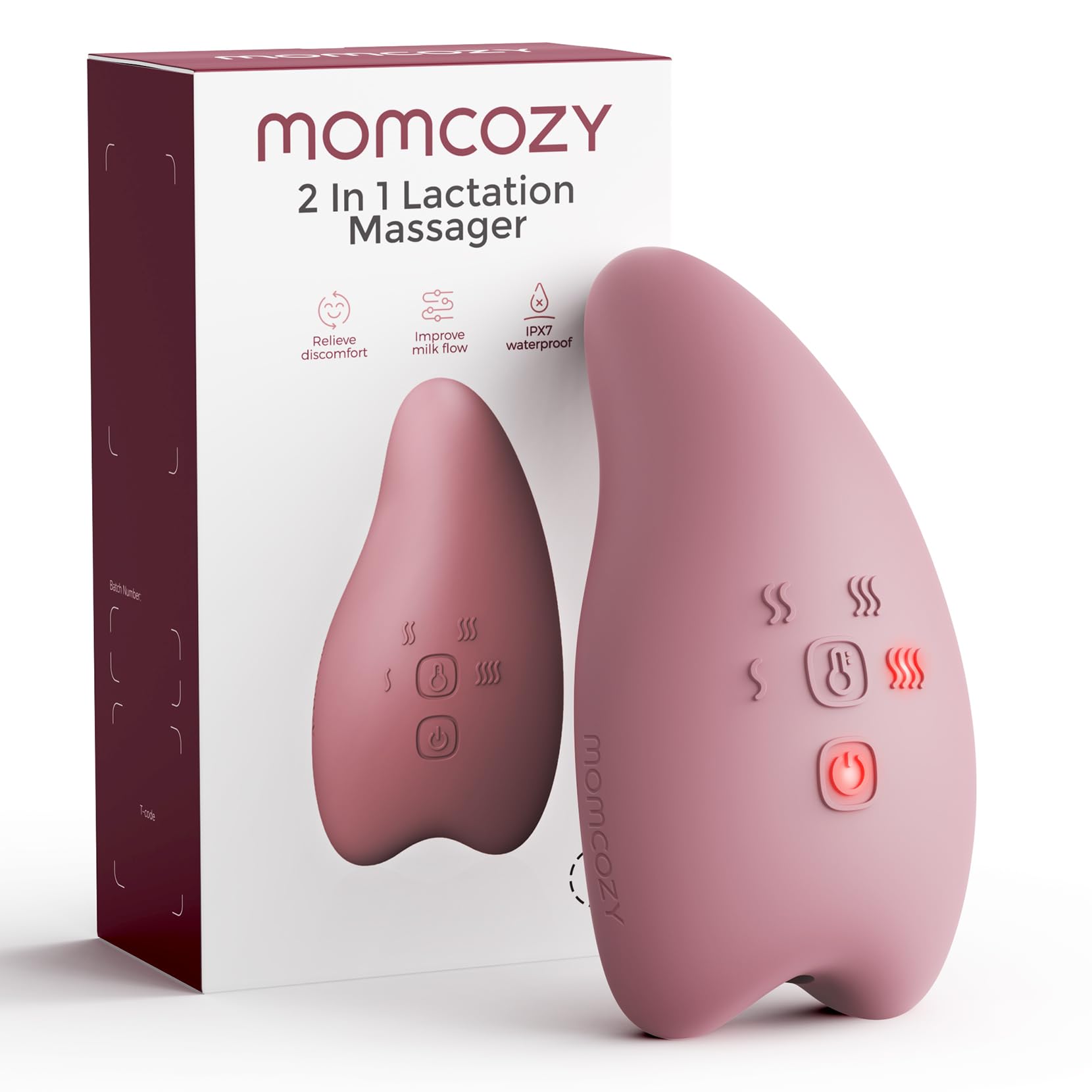 Momcozy Warming Lactation Massager Pro with heat level controls for engorgement relief