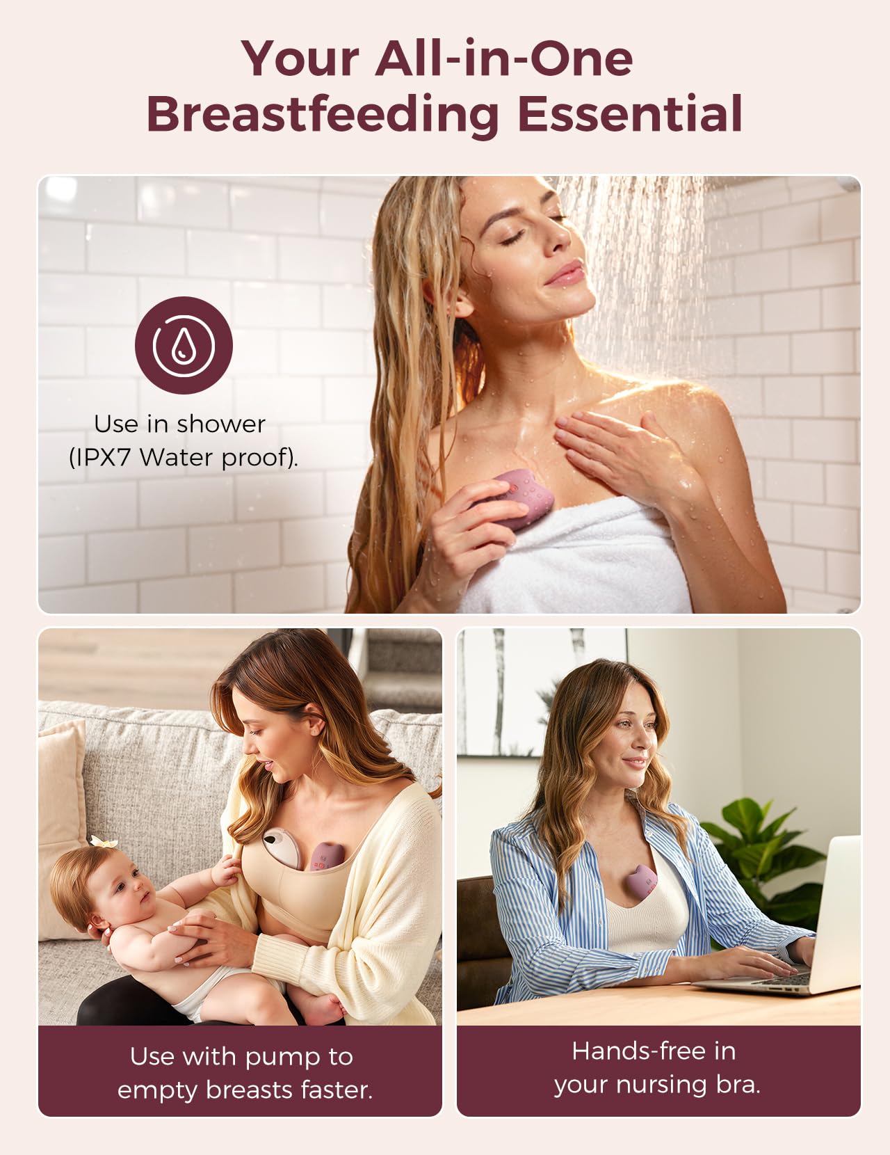 Fast charging feature keeps up with busy pumping schedules on Momcozy massager