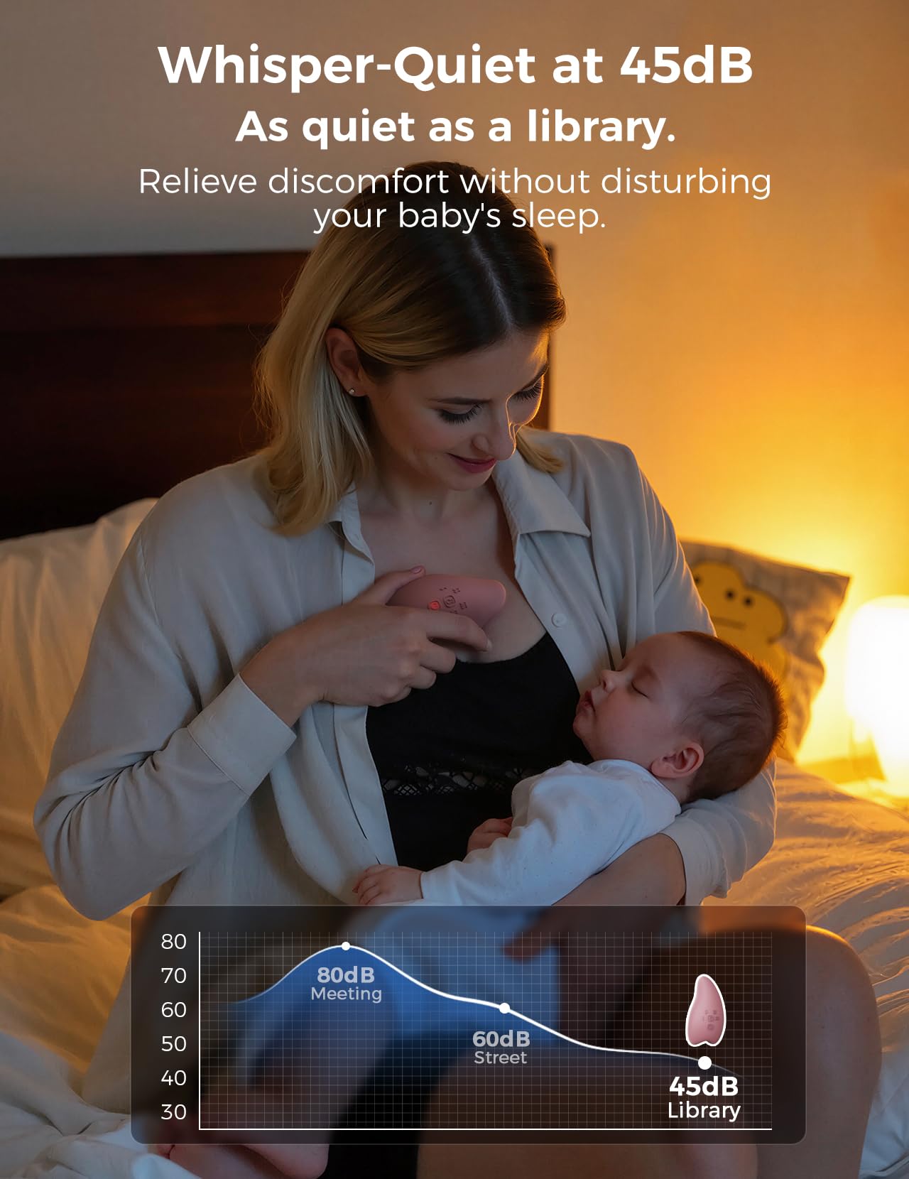 Soft liquid silicone exterior of Momcozy massager hugs the breast gently