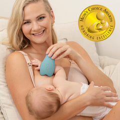 Soft liquid silicone surface provides gentle contact and quiet operation for nighttime use