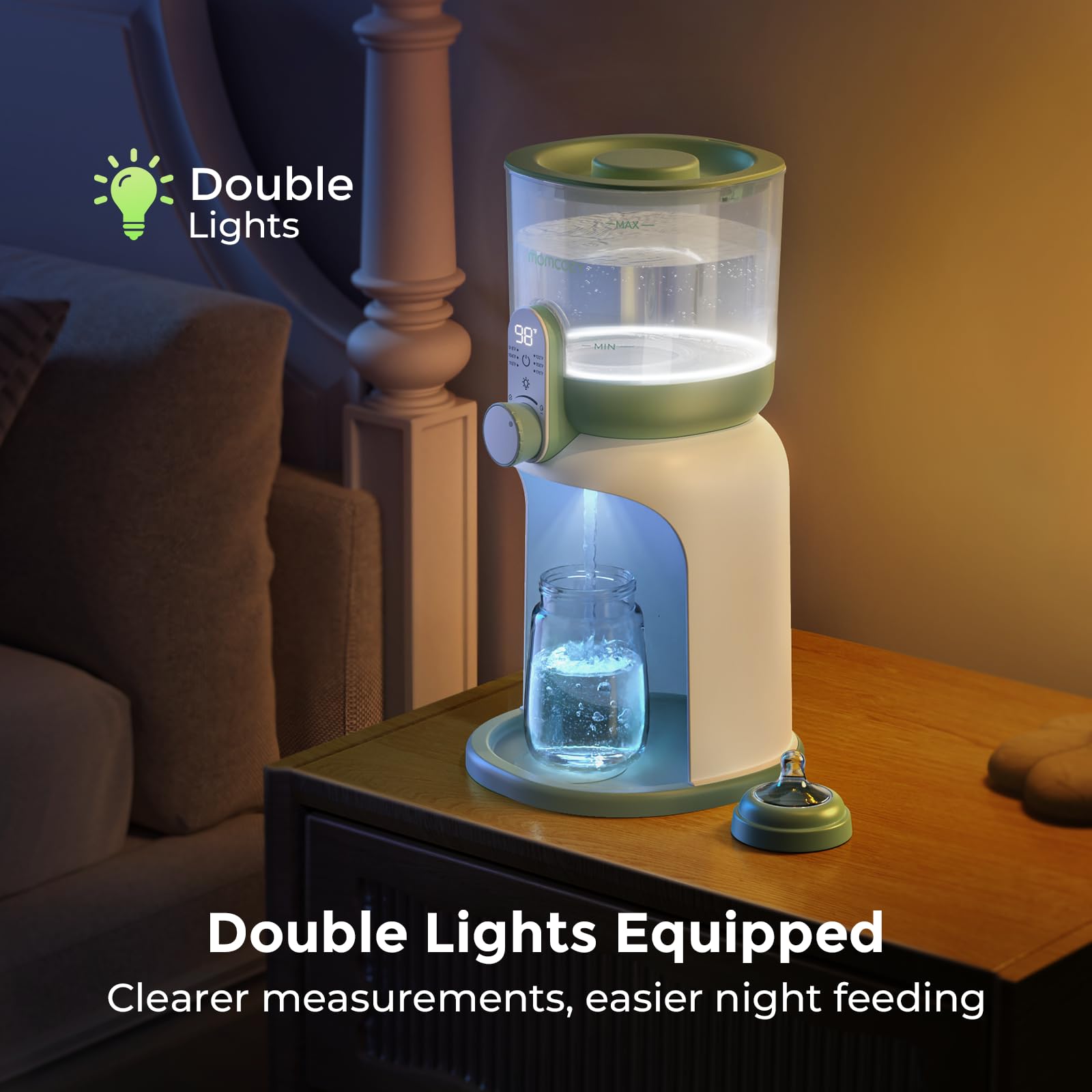 Momcozy warmer knob control for precise formula flow