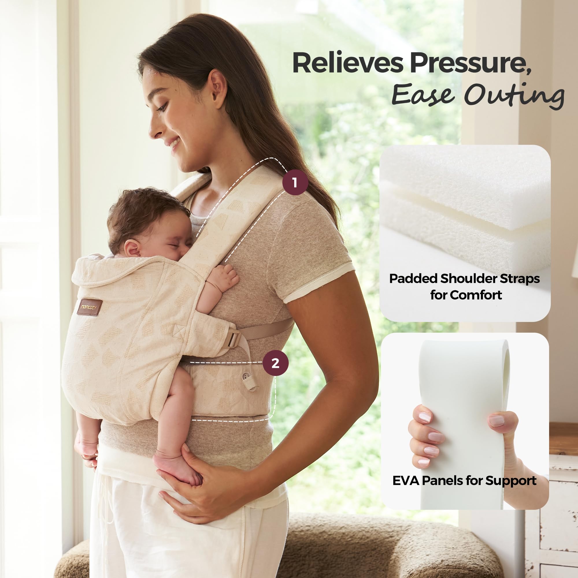 Momcozy WeeSnug lumbar support reduces parent fatigue