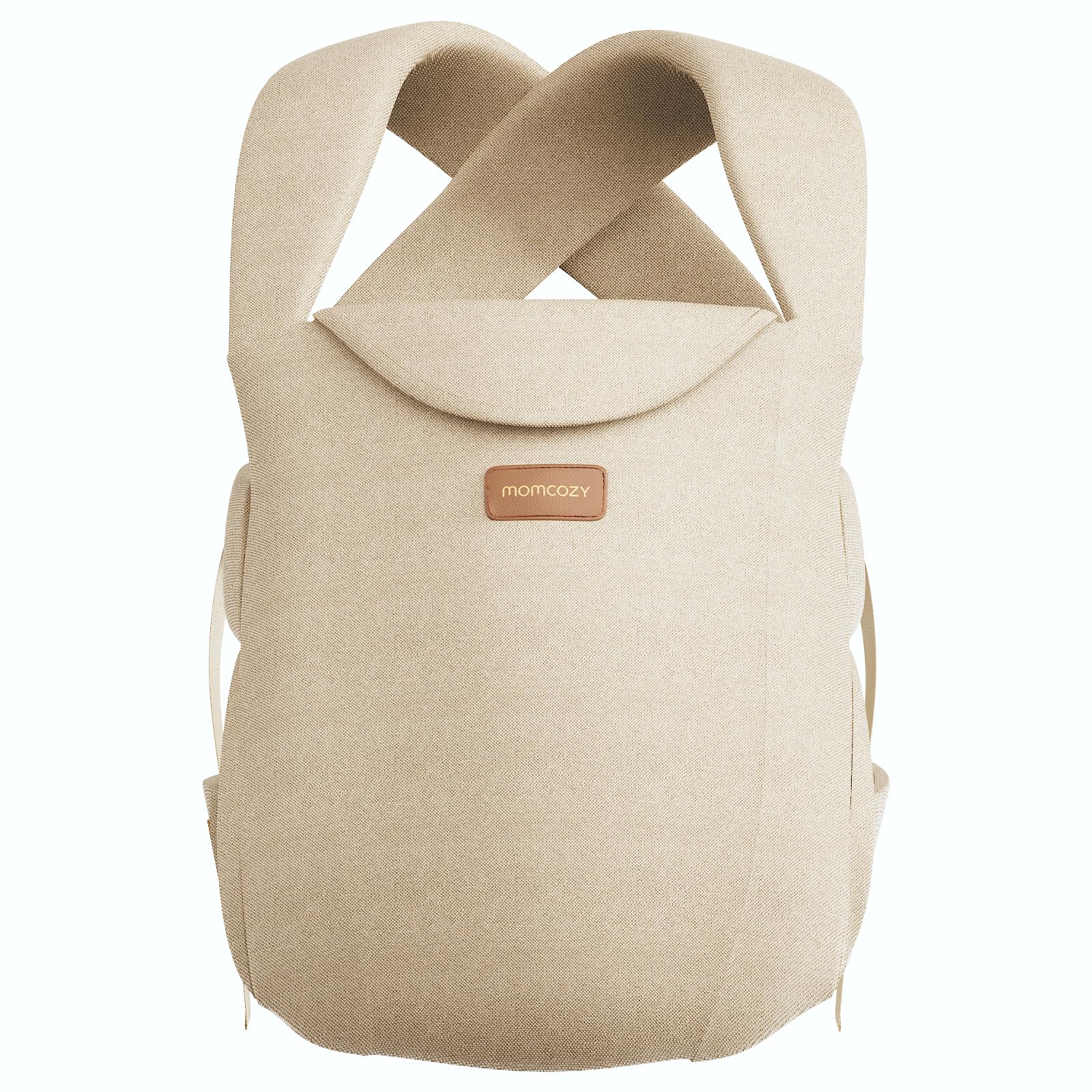 Momcozy WeeSnug newborn carrier in khaki, lightweight comfort for daily bonding.