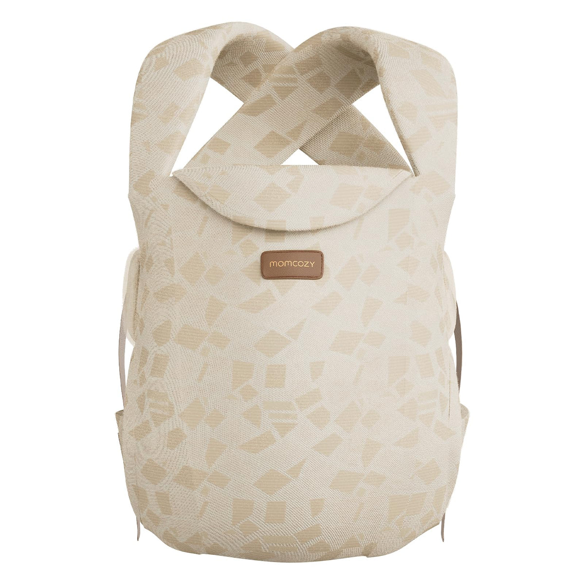 Momcozy WeeSnug newborn carrier showing secure-fit design for calm baby