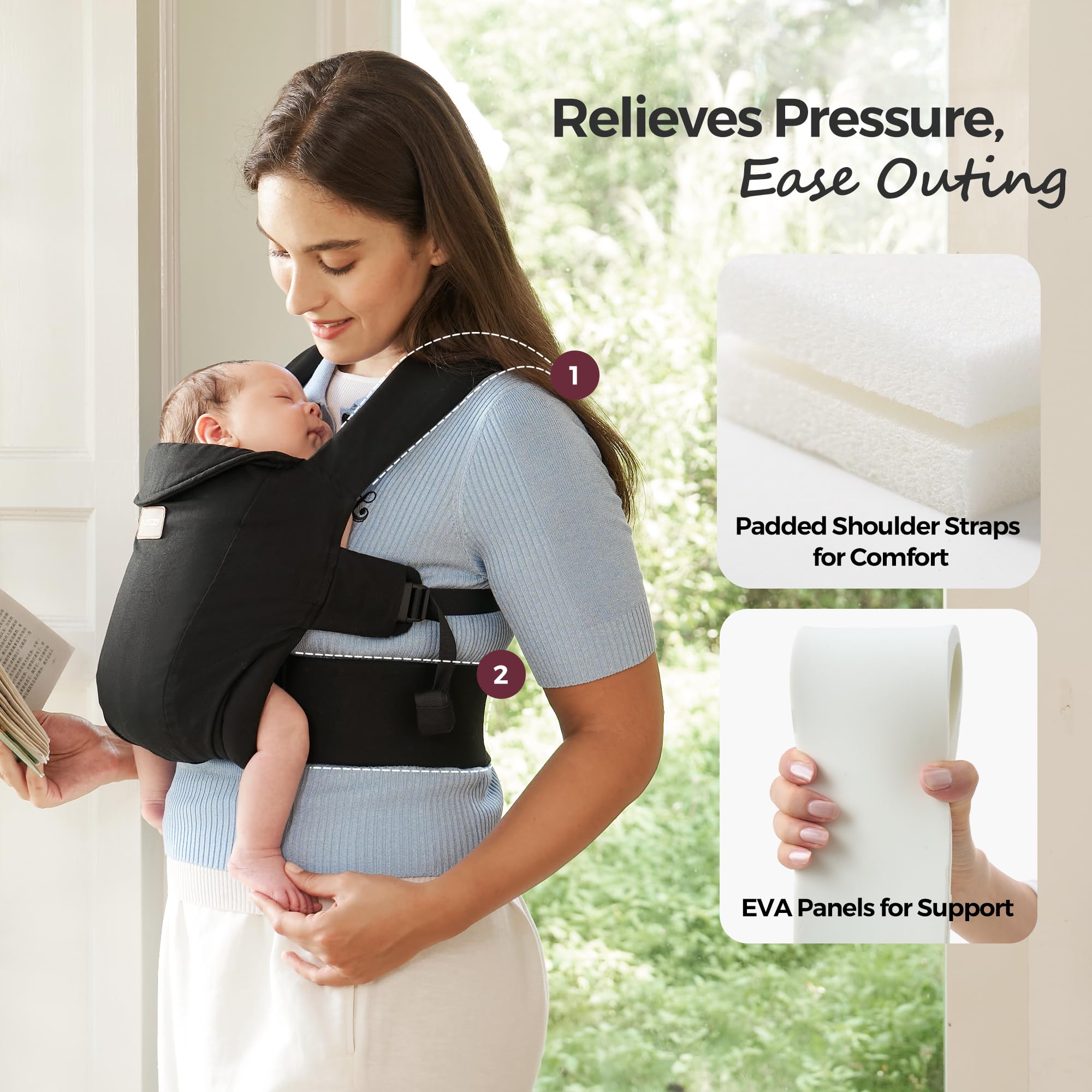 Momcozy WeeSnug soft cotton keeps baby comfortable in carrier