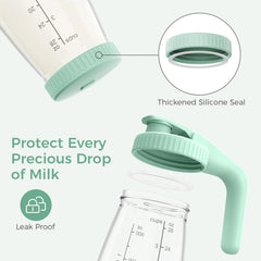 Wide-mouth design for easy pouring, cleaning, and scooping with Momcozy pitchers.