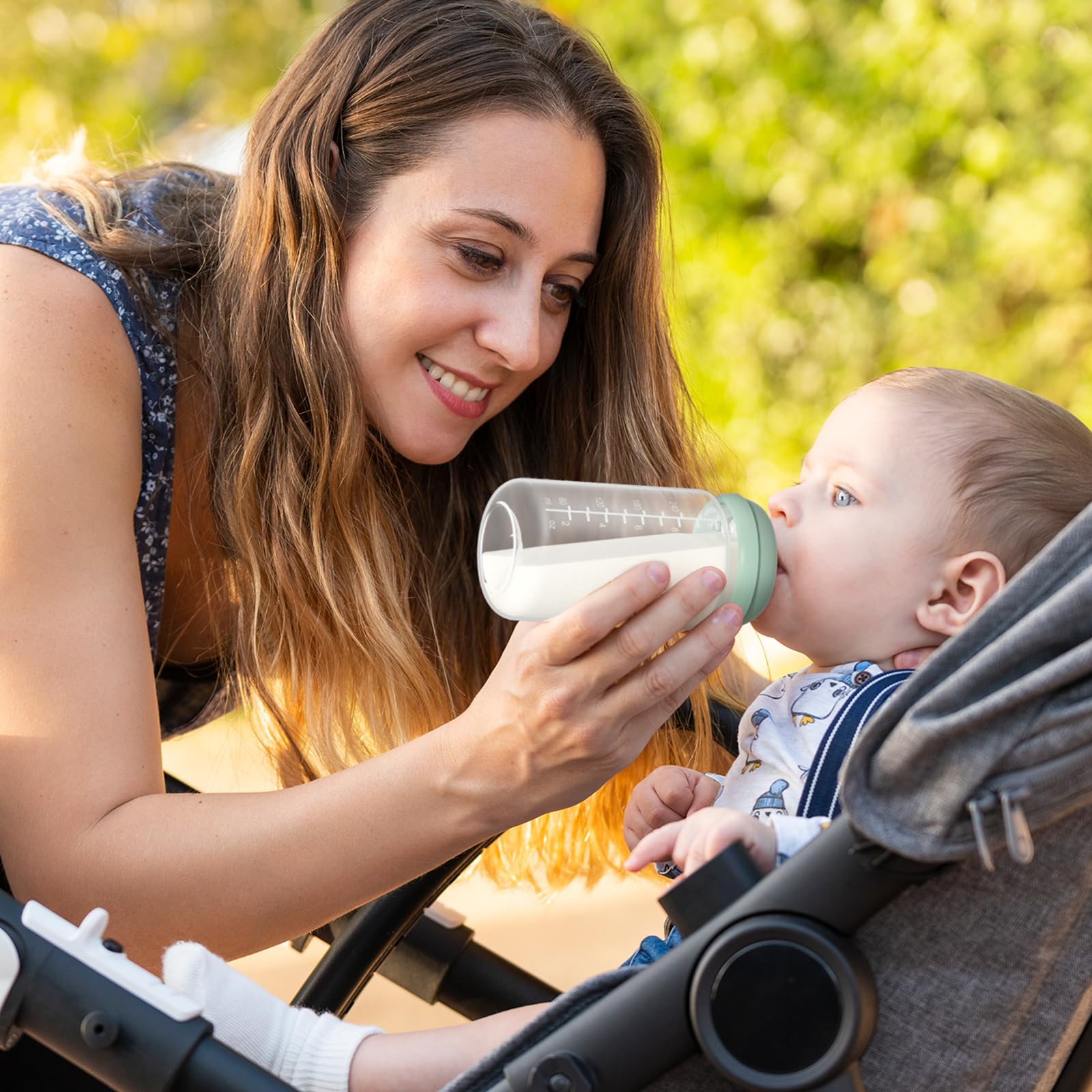 Momcozy wide-neck bottle-compatible nipple streamlines feeding setup.