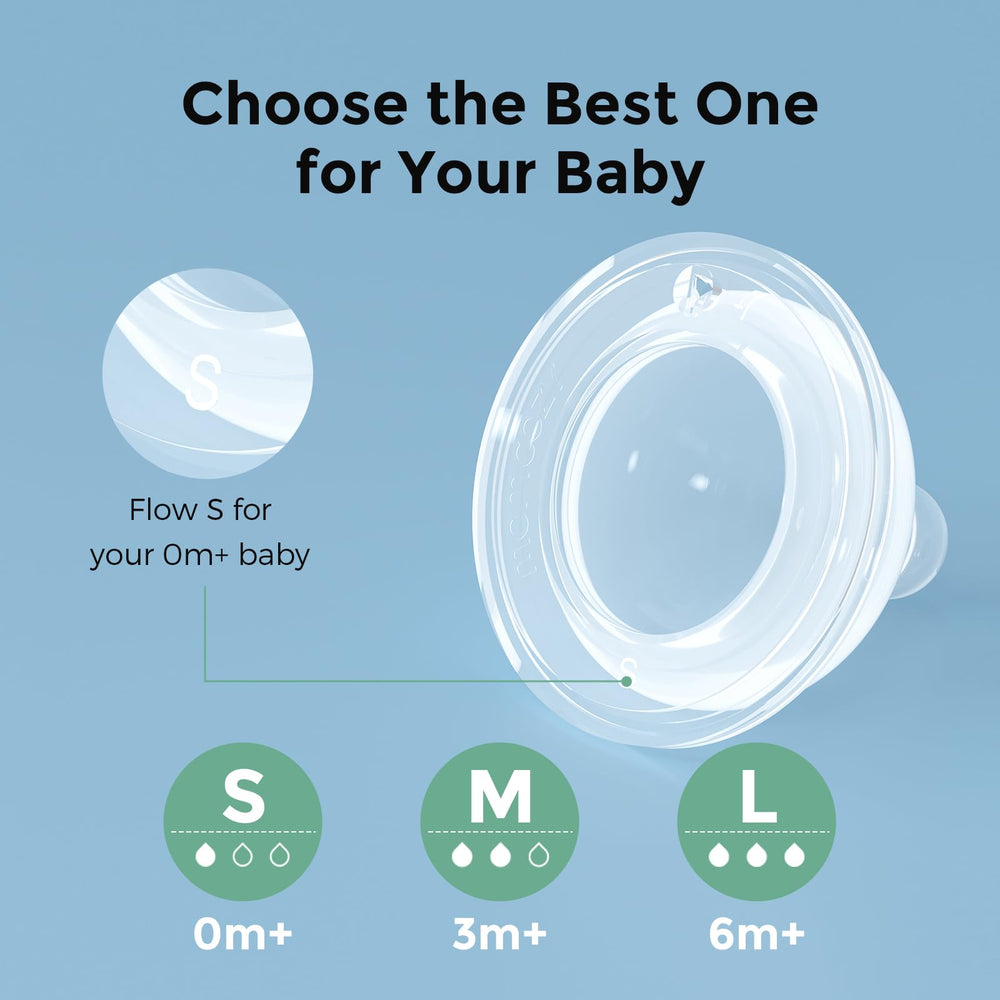 Momcozy wide-neck bottle nipple compatibility for easy bottle switching.