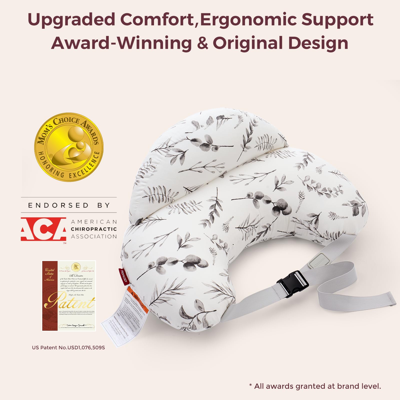 Momcozy widened side support offers full arm comfort during nursing