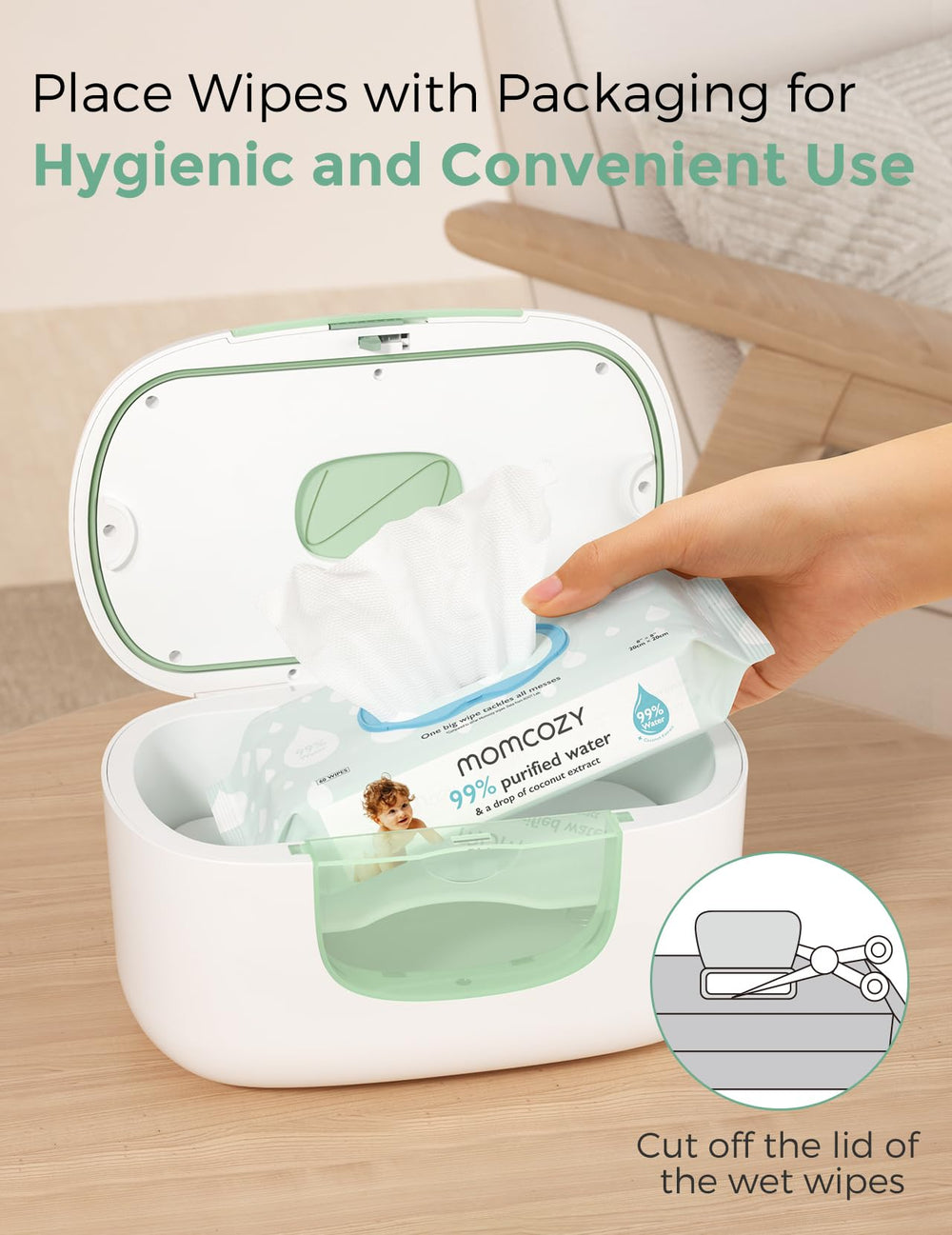 Momcozy wipe warmer removable spring eases dispensing when full