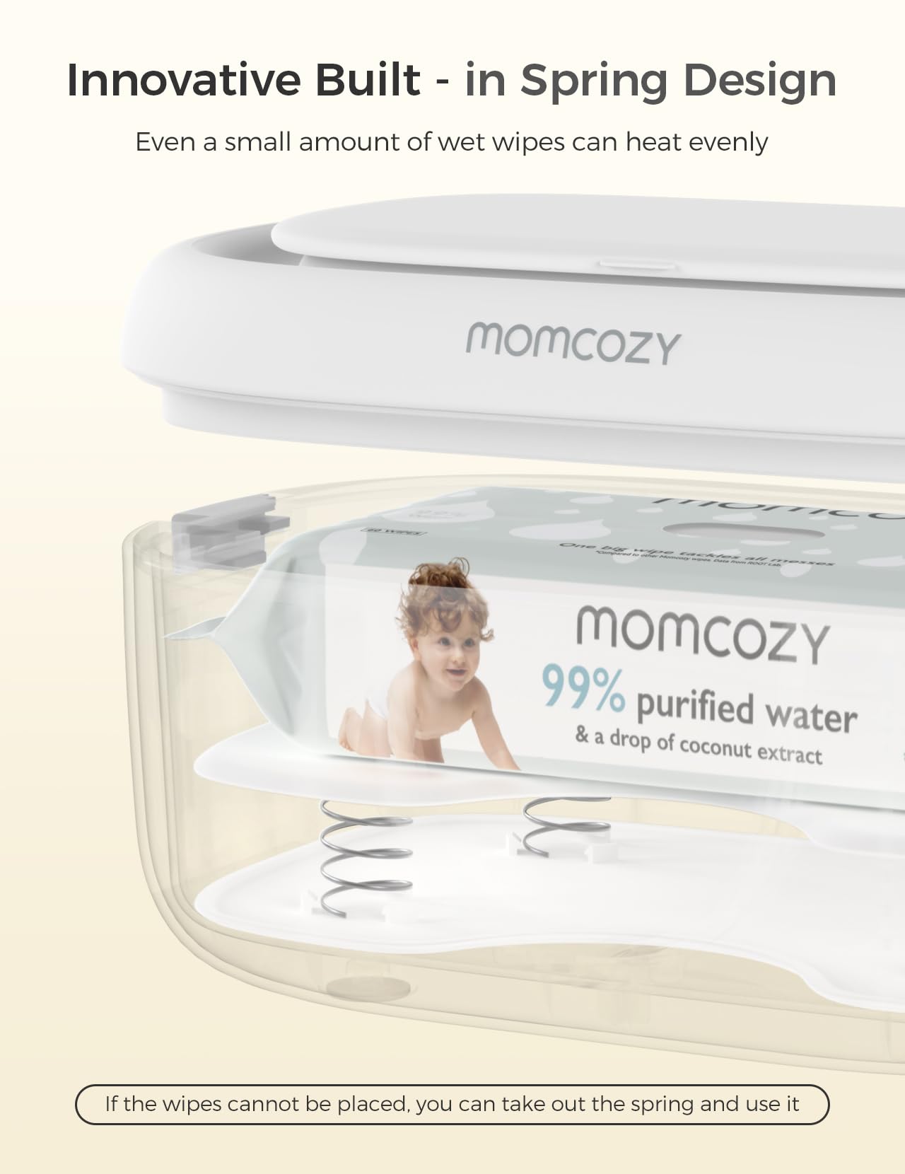 Momcozy Wipe Warmer with large capacity fits 60-80 wipes for easy prep.
