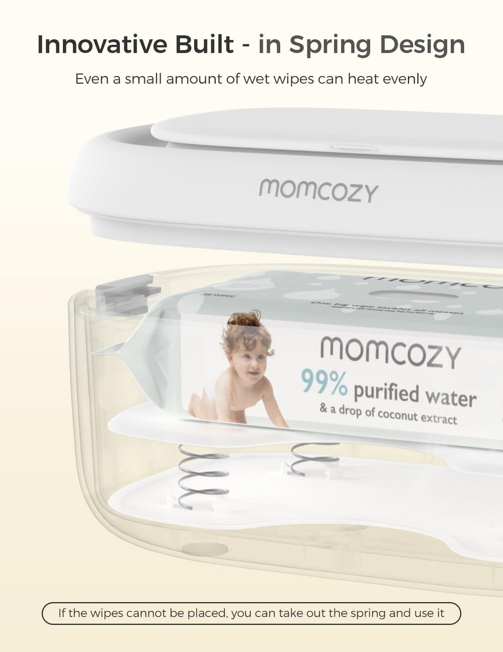 Momcozy Wipe Warmer with large capacity fits 60-80 wipes for easy prep.