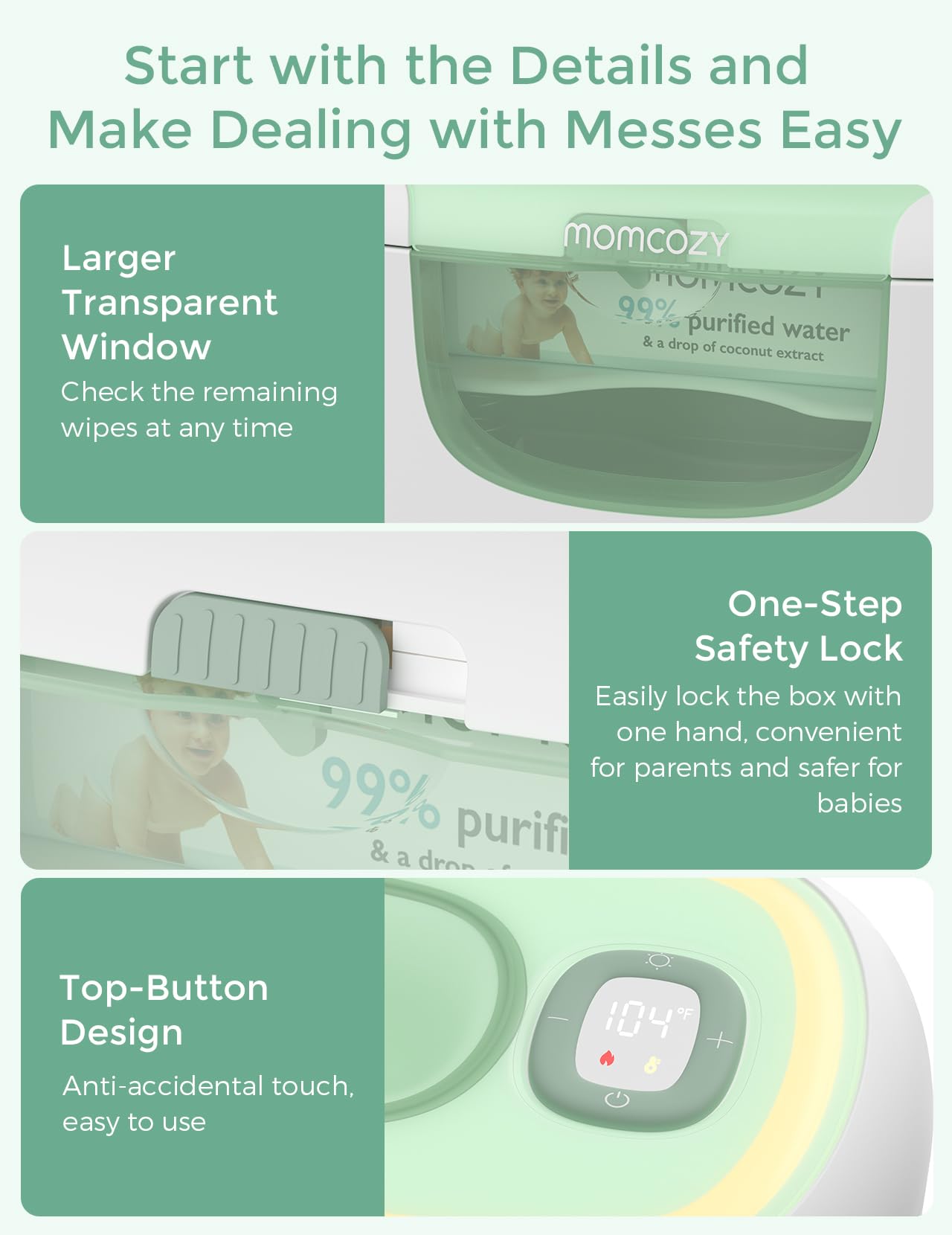Momcozy wipe warmer with silicone top seal maintaining moisture