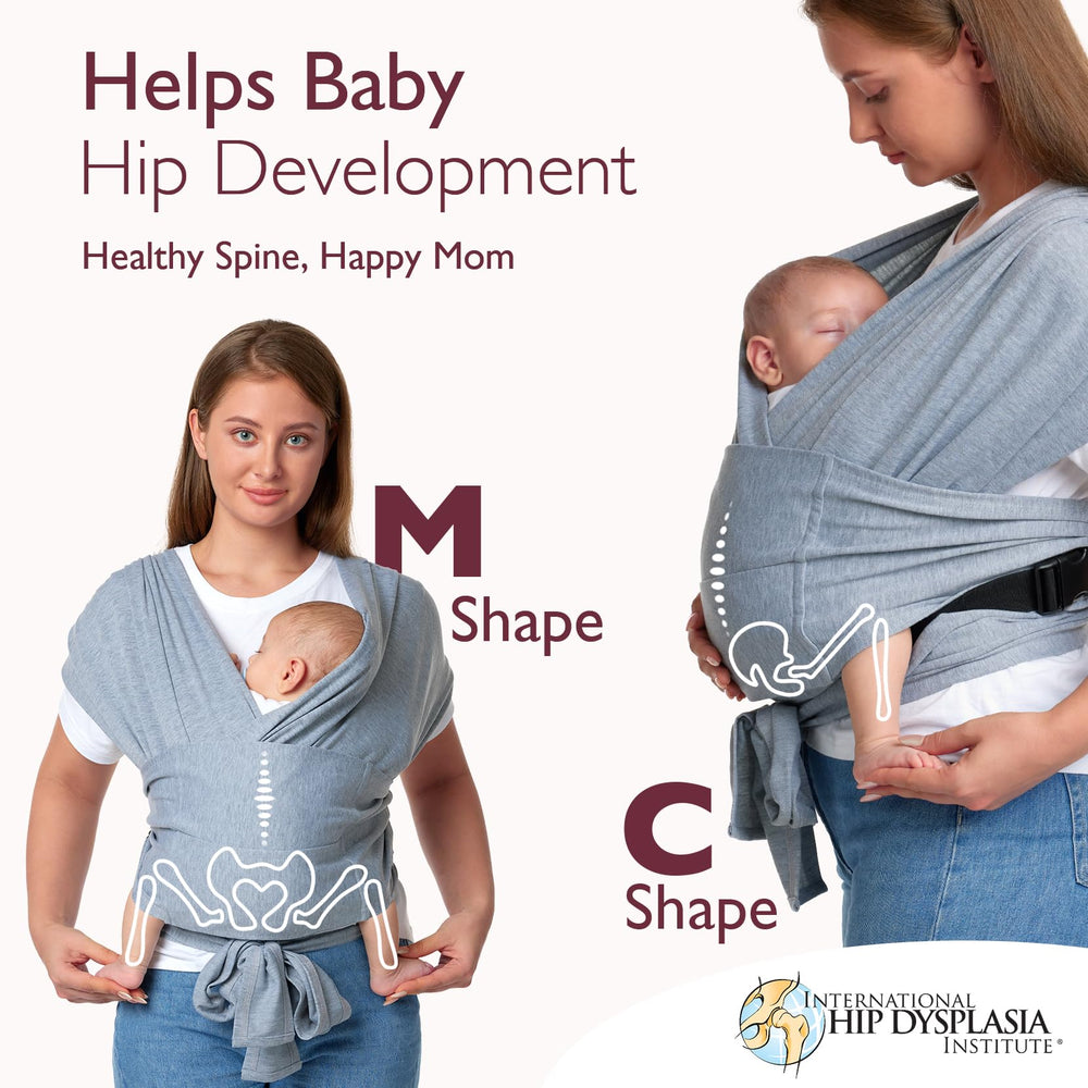 Momcozy wrap in grey pairs with everyday outfits.