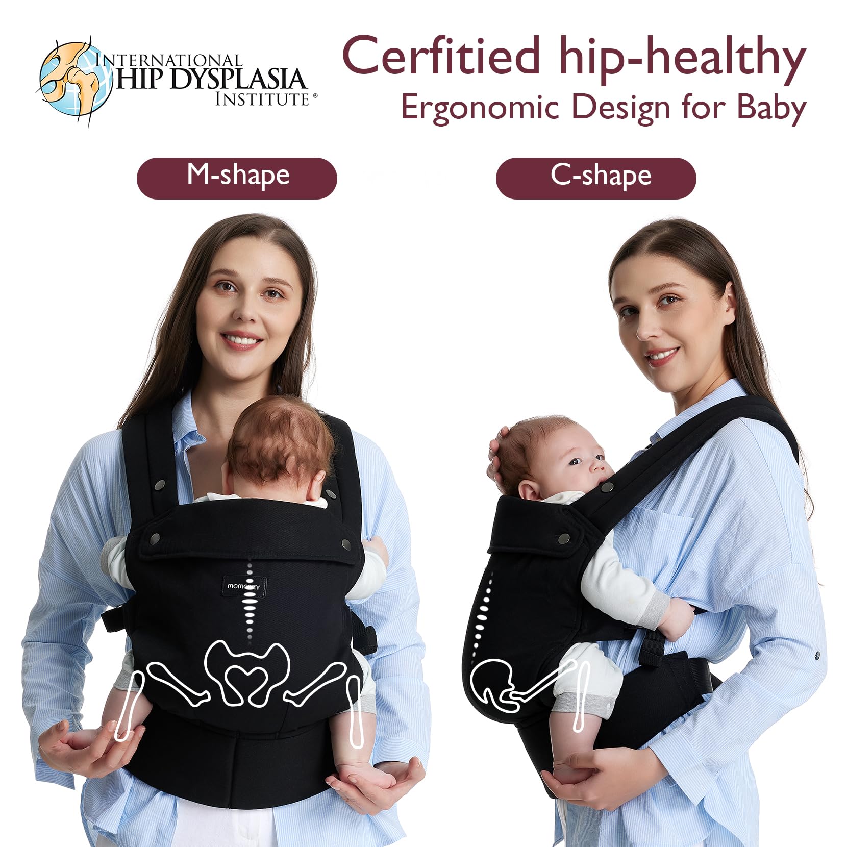 Momcozy X-shaped back design provides balanced weight distribution.