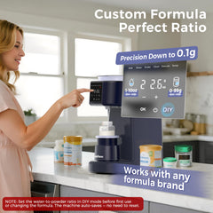 MOMFANN at 98°F demonstrates warm, tummy-friendly bottle preparation