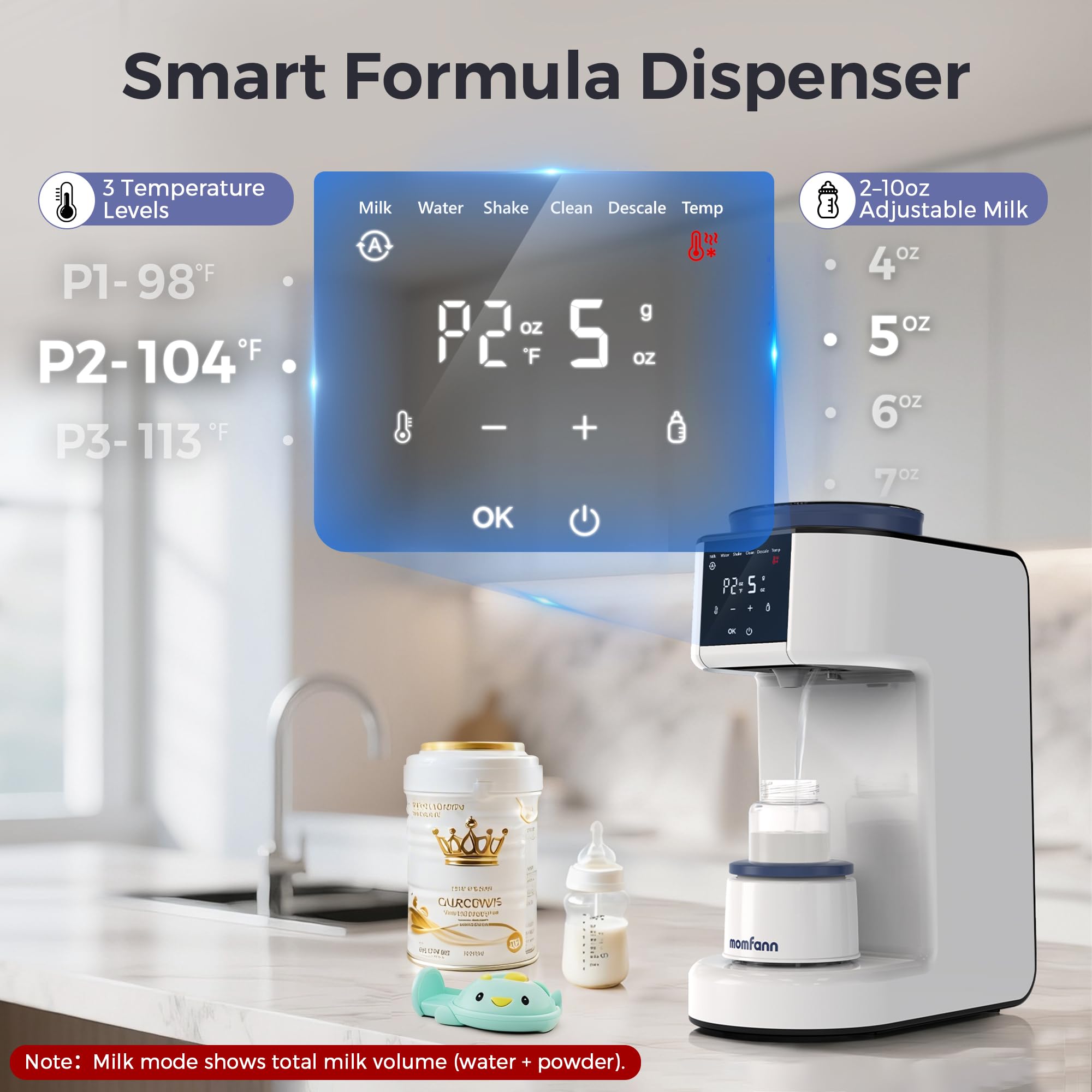 MomFANN three temperature settings keep milk warm and comfortable.