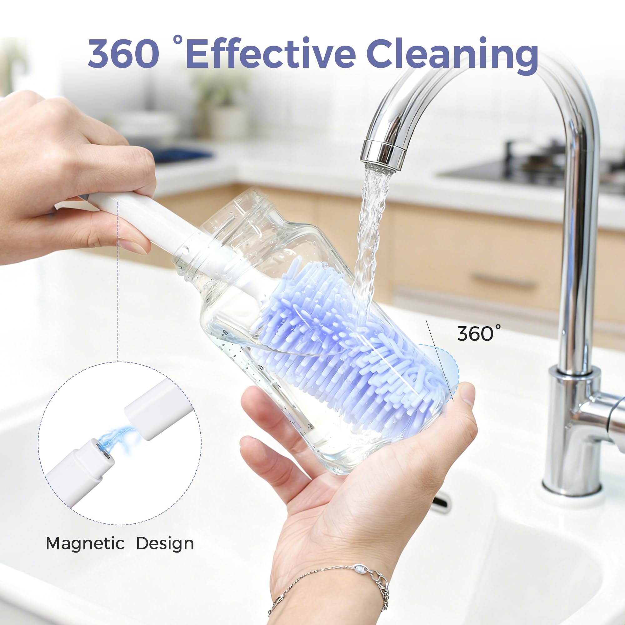 Momfann built-in drying rack keeps brushes upright for quick air-drying