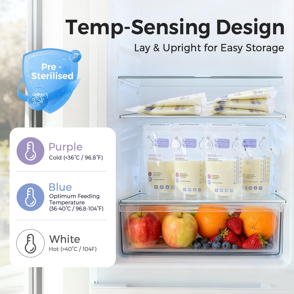 MOMFANN temp-sensing bags changing color for safe handling