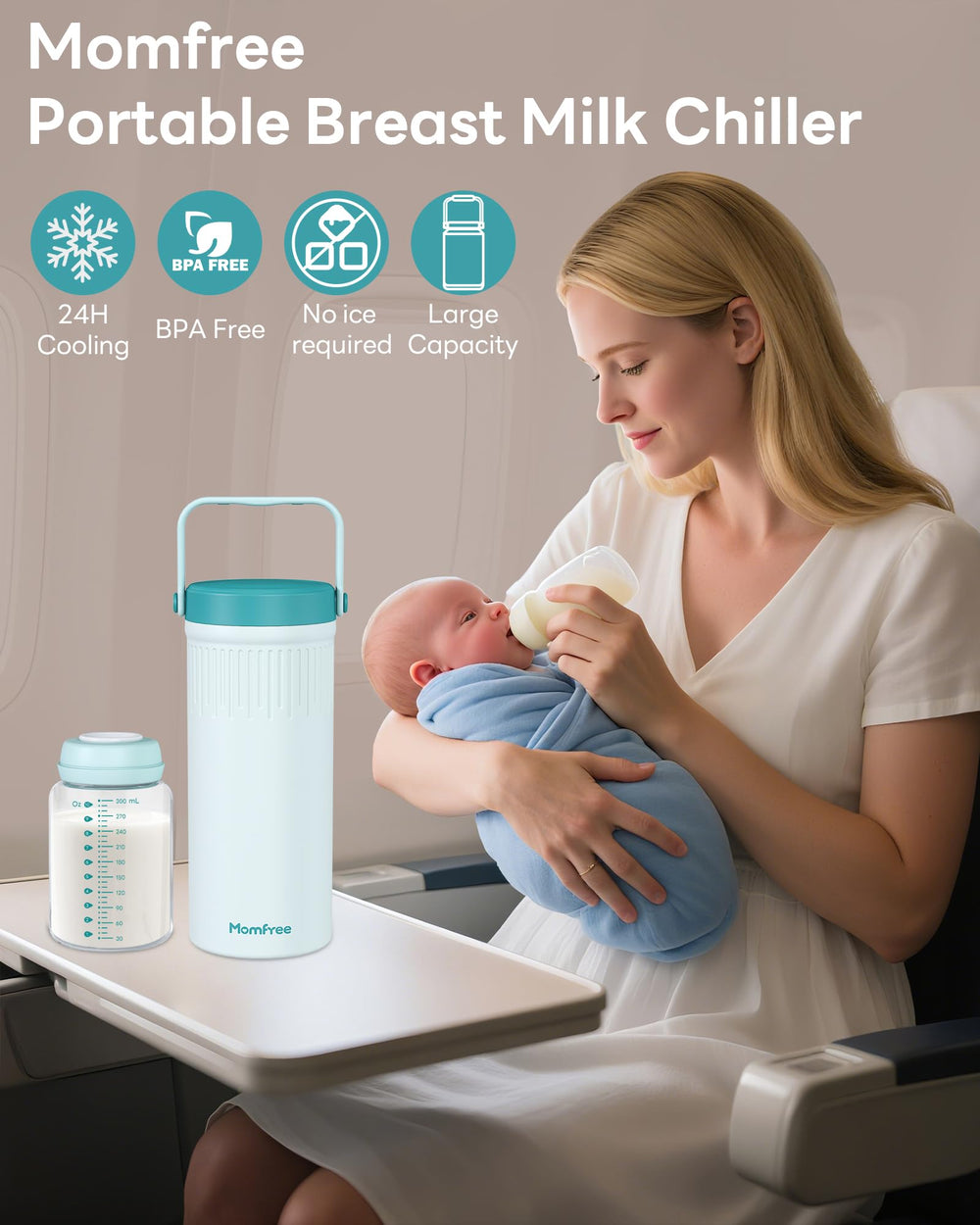 Momfree 22oz bottles storage supports long-day feeds away from home.