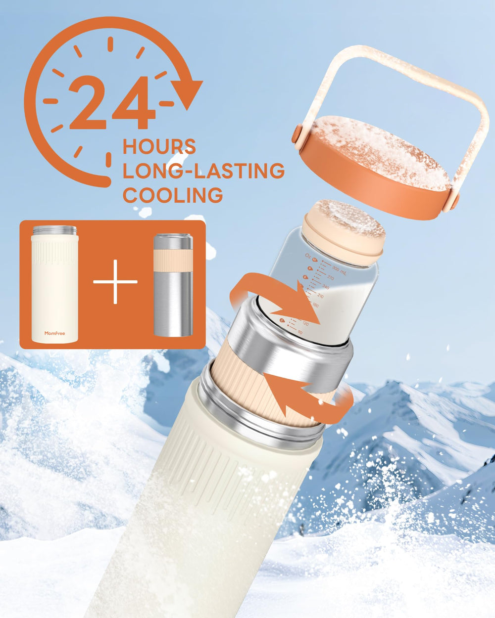 Momfree 360-degree cooling maintains a consistent chill during travel.